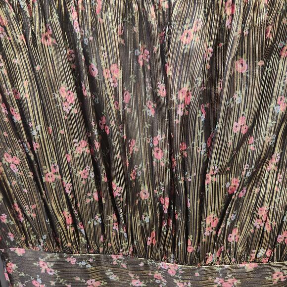 Loveshackfancy Cyrena floral print gold metallic maxi dress size 0 - Picture 4 of 6